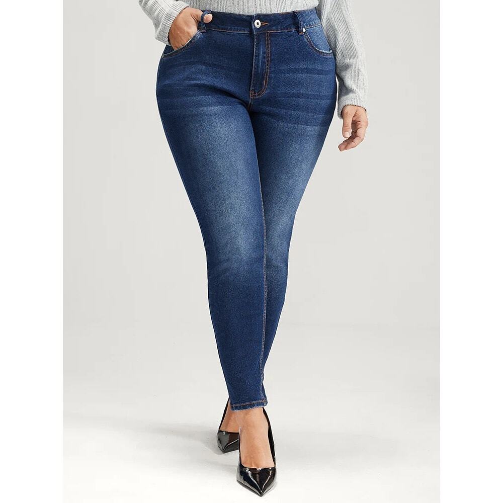 3X 24 Plus Size Mom  High Rise Stretchy Straight Leg Jeans BloomChic NWT